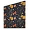 Designart - Orange and Yellow Wild Flowers On Dark Blue - Traditional Print on Natural Pine Wood